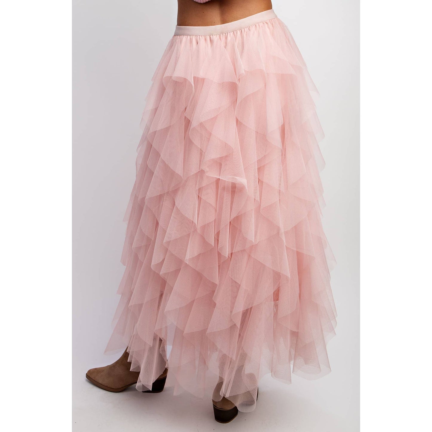 CASCADING TULLE MESH LAYERED MAX SKIRT